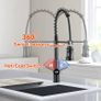 NEW SALE | Black Kitchen Tap,Spring Kitchen Taps with Pull Out Spray,3 Spray Modes 360 Degree Swivel High Arc Single Handle Kitchen Sink Mixer Tap with Pull Down Sprayer BLACK Image 2