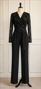 Rant & Rave Black Lace Wide Leg Occasion Jumpsuit Size 12 Elegant