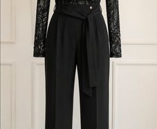 Rant & Rave Black Lace Wide Leg Occasion Jumpsuit Size 12 Elegant