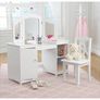 Wooden Vanity and Chair with Mirror and Storage Kids Children's Playroom/Bedroom Furniture Image 6