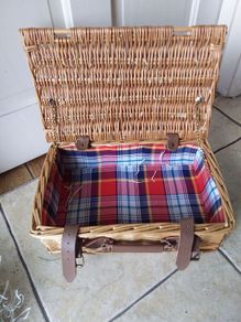 Small Suitcase Style Wicker Display Basket