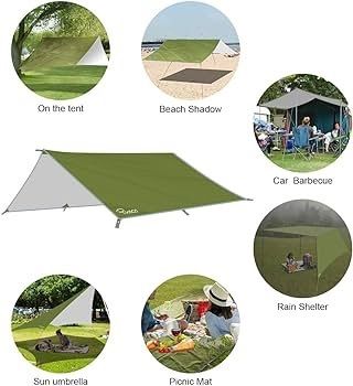 FREE EXPRESS SHIPPING Hammock Rain Fly Tent Tarp, 3m x 3m Tarpaulin Portable Sunshade Lightweight Waterproof Groundsheet Windproof Camping gazebo Picnic Mat Anti UV Sun Shelter for Camping Travel Beach