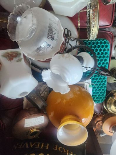 victorian oil laml shades . galleries.  burners etc