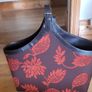 Terracotta & Brown Chenille and Faux Leather Magazine Holder Image 2