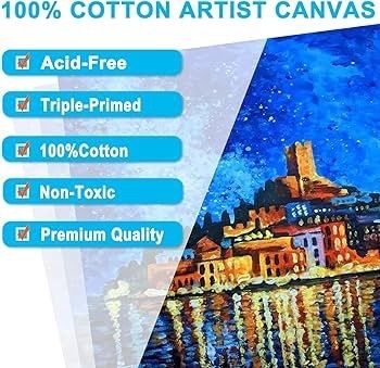 10 Packs Blank Canvas Panels Board 20 x 20 cm(8" x 8"), 100% Cotton for Acrylic Painting, Oil Paint & Wet Water Art Media, Canvases for Professional Artist, Hobby Painters & Beginners