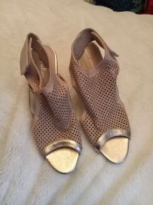 Malien Rose Gold Block Heel Sandals  - UK 7