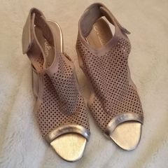Malien Rose Gold Block Heel Sandals  - UK 7