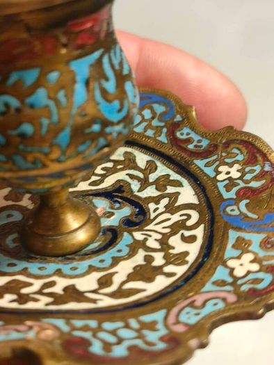 19th Century Napoleon 111 Bronze Cloisonne Ink Well
