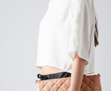 TOPSHOP Real Leather Quilted Cross Body Clutch NEW