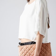 TOPSHOP Real Leather Quilted Cross Body Clutch NEW