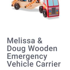 Melissa and Doug Wooden Emergency Vehicle Carrier