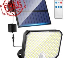 NEW SALE | Solar Lights Outdoor Garden, 190LED 1500LM Solar Lights, 3 Modes & Remote Solar Security Lights