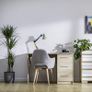 Idro Computer Desk with 3 drawers, Home Office table, 56 x 110 x 73.5cm, Light Brown/Beech Foil Finish Image 3