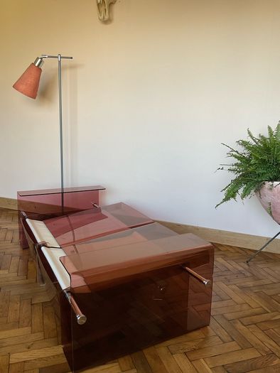 Mid century pink Perspex 2 seater love seat