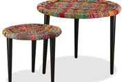 Coffee Table Set 2 Pieces Chindi Weave Details Multicolour