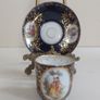 Stunning Antique Alt Wien Old Vienna or Augarten Porcelain Manufactory Hand Painted and Hand Gilded Small Coffee Can and Matching Saucer, with the Authentic Bindenschild Shield Backstamps Image 8