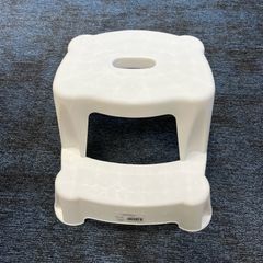 2 Step White Plastic Stool