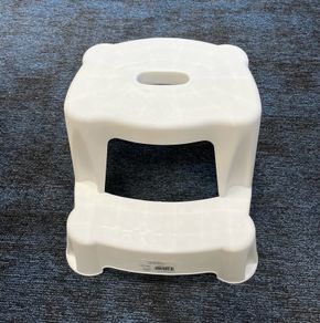 2 Step White Plastic Stool