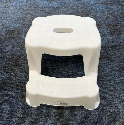 2 Step White Plastic Stool