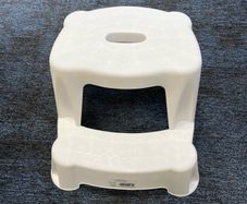 2 Step White Plastic Stool