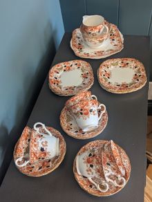 Beautiful antique Wellington China tea - cups, saucers, plates and milk jug