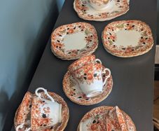 Beautiful antique Wellington China tea - cups, saucers, plates and milk jug