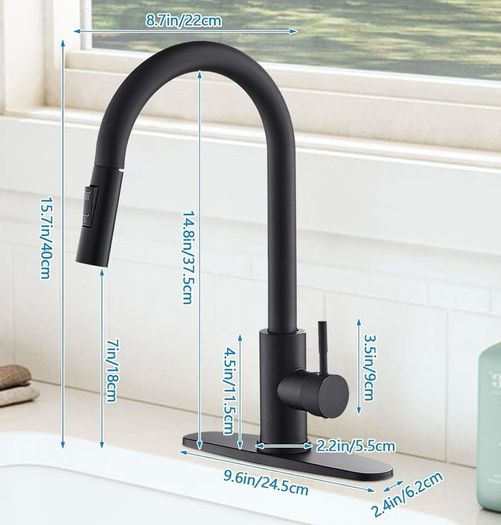 Stainless steel kitchen tap black.