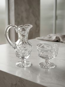 Tyrone Crystal Cut Glass Milker and Sugar Bowl