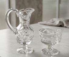 Tyrone Crystal Cut Glass Milker and Sugar Bowl