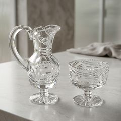 Tyrone Crystal Cut Glass Milker and Sugar Bowl