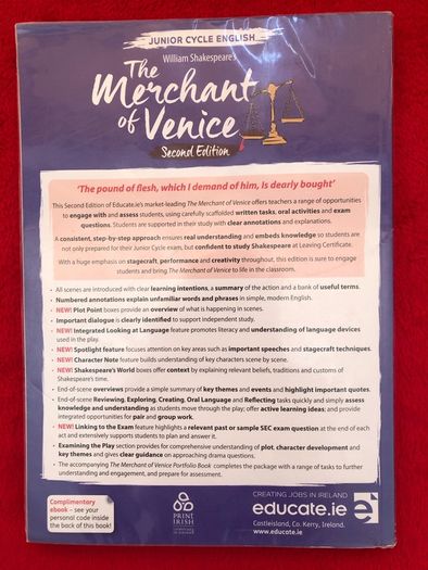 The Merchant Of Venice Secondary School, Schoolbook