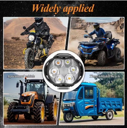 2pcs 6LED Motorcycle Auxiliary Spot Lights+1pc Switch, External LED Driving Headlights, High Brightness