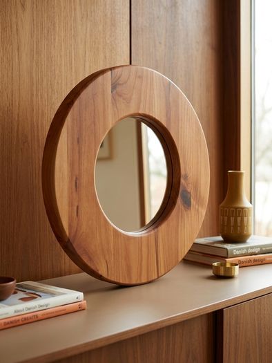 Mid Century Scandinavian Solid Hardwood Mirror