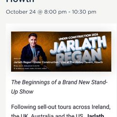 Jarlath Regan stand up comedian- 24 October Abbey Tavern, Howth