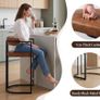 Bar Stools Set of 2 Breakfast Bar Stools PU Leather with Metal Frame Brown Image 4
