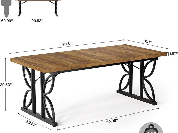 Large Office Computer Desk with Robust Metal Frame 180 x 80 x 75 cm