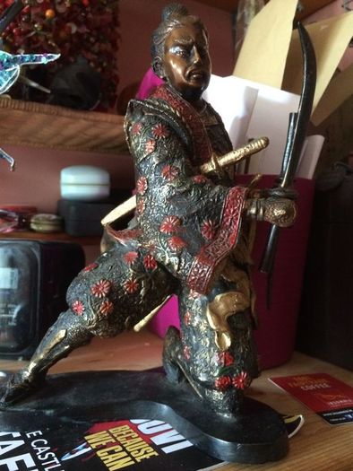 A fine bronze of a samurai signed  MIYAO