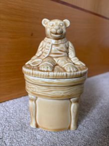 Vintage Ceramic Teddy Bear Lidded Jar