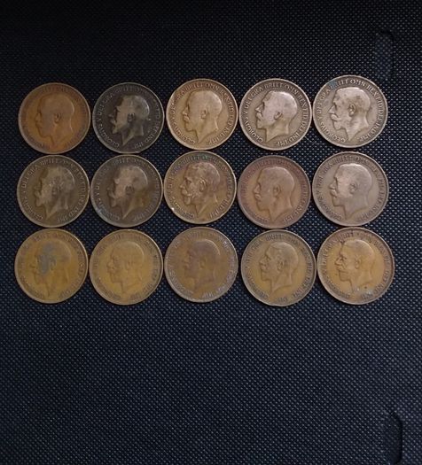 Collection of George V - Pre-Decimal  English Pennies (15)