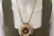 Gold tone large flower necklace