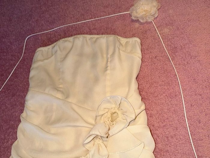 PrettyLittleThing cream dress matching neck tie
