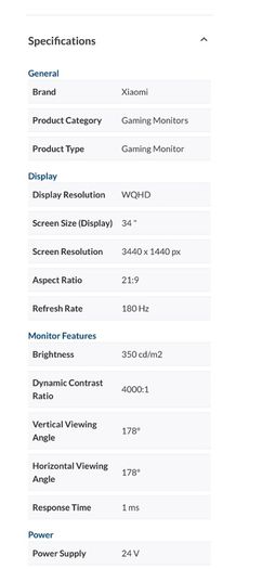XIAOMI 34" Curved Gaming Monitor - Brand new in box