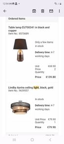 lamps and ceiling light brand new in box