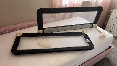 Bed rails and safety gate with two removable length extension