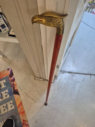 Vintage walking stick solid brass eagle head