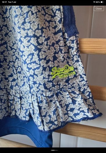 skirt superdry mini skirt medium blue & white floral