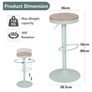 Bar Stools, Solid Wood Counter Height Barstools Set of 2, Vintage High Adjustable 360 Swivel Metal Bar Chairs, Breakfast Kitchen Stools, Mint Green Image 2