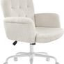 Home Office Desk Chair, Comfy Upholstered Fuzzy Vanity Chair with Wheels and Arms, Teddy Velvet Cute Adjustable Swivel Computer Seat for Living Room, Bedroom, Make Up and Salon, White Image 6