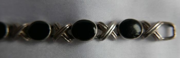 Vintage Black Onyx Gemstone Handmade  Silver Jewelry Bracelet
