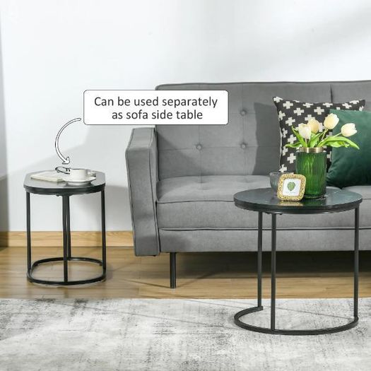 Marble-Effect Nest of Tables - Black/White
